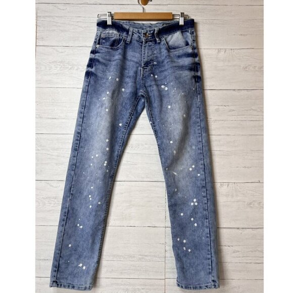 Southpole Jeans Mens Size 29X30 Blue Skinny Paint Splatter Medium Wash Denim - Picture 4 of 15